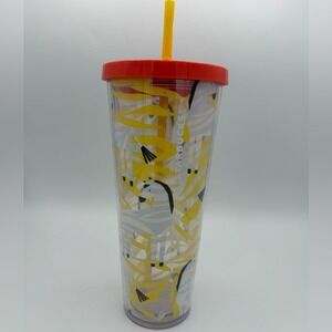 RARE Starbucks Yellow Zebra Stripe Cold Cup Tumbler 24oz‎ Venti